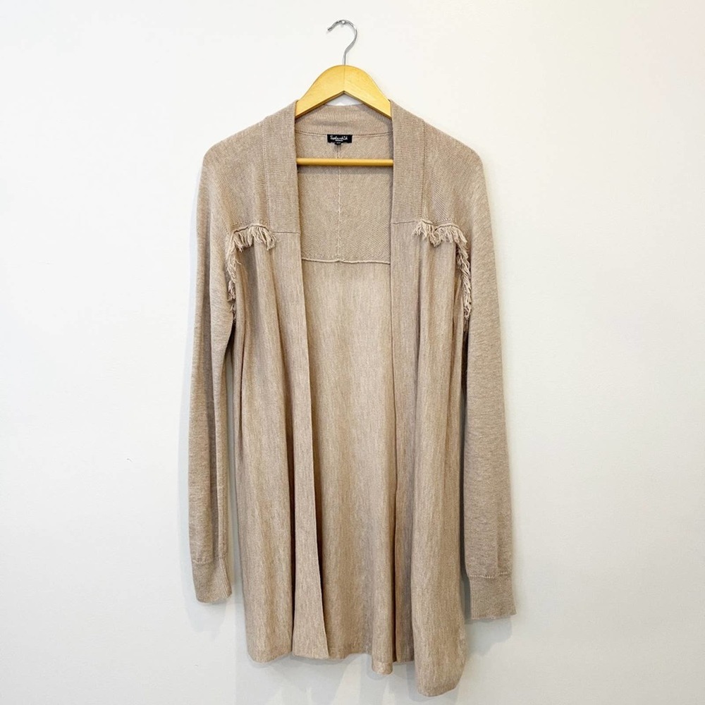 Splendid Cashmere Blend Fringe Cardigan Size Medium